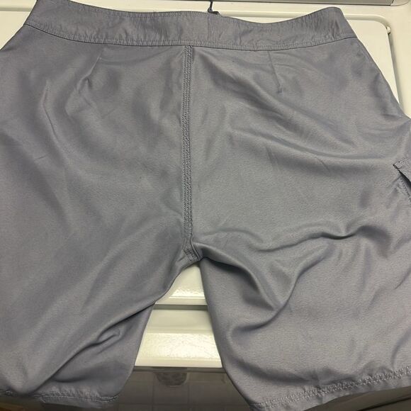 Ron Jon Surf Shop Gray Hoop & Loop/ Tie Closure Swim Trunks w/ Cargo Pocket- 34 - Picture 11 of 14